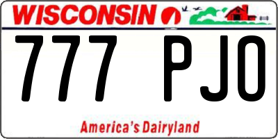 WI license plate 777PJO