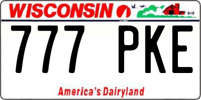 WI license plate 777PKE