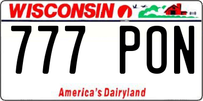 WI license plate 777PON
