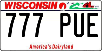WI license plate 777PUE