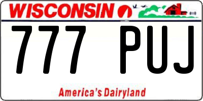WI license plate 777PUJ
