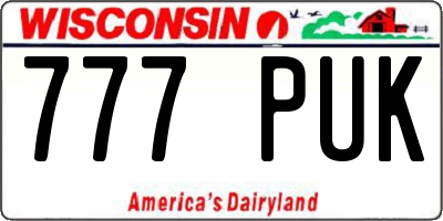 WI license plate 777PUK