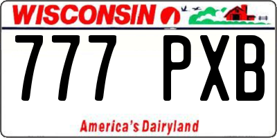 WI license plate 777PXB