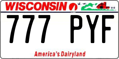 WI license plate 777PYF