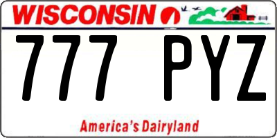 WI license plate 777PYZ