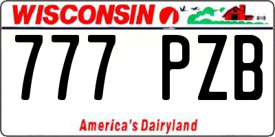 WI license plate 777PZB