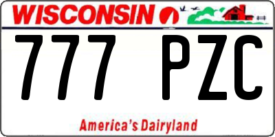 WI license plate 777PZC