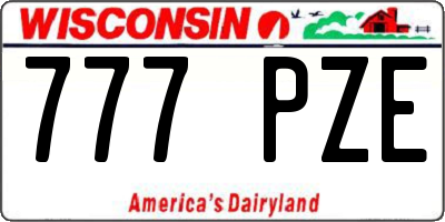 WI license plate 777PZE