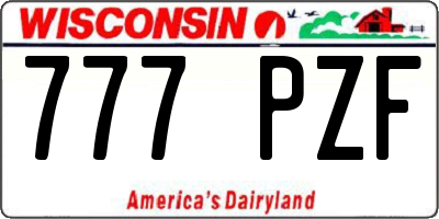 WI license plate 777PZF