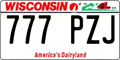 WI license plate 777PZJ