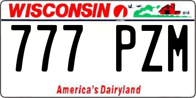 WI license plate 777PZM