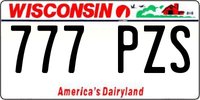 WI license plate 777PZS