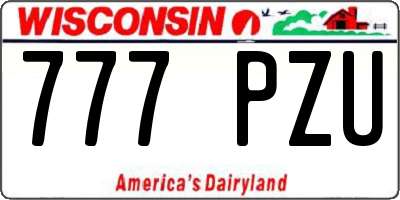 WI license plate 777PZU