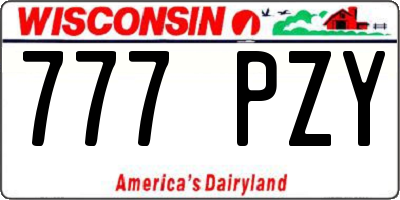 WI license plate 777PZY