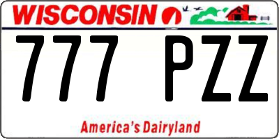 WI license plate 777PZZ