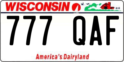 WI license plate 777QAF