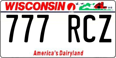 WI license plate 777RCZ