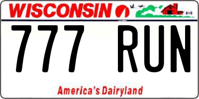 WI license plate 777RUN
