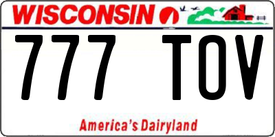WI license plate 777TOV