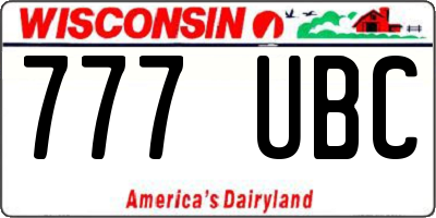 WI license plate 777UBC