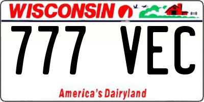 WI license plate 777VEC