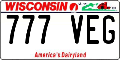 WI license plate 777VEG