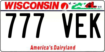 WI license plate 777VEK