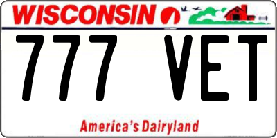 WI license plate 777VET