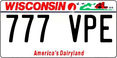 WI license plate 777VPE