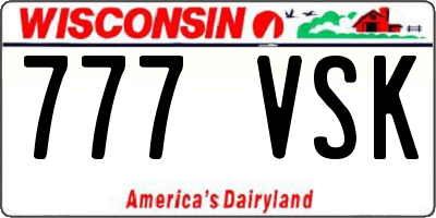 WI license plate 777VSK