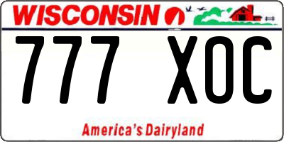 WI license plate 777XOC