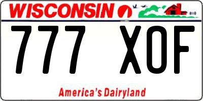 WI license plate 777XOF