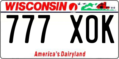 WI license plate 777XOK