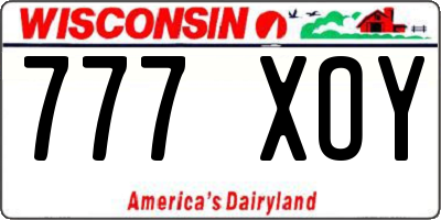WI license plate 777XOY