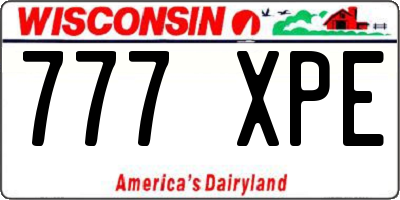 WI license plate 777XPE