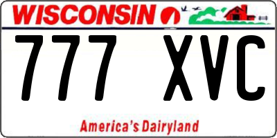WI license plate 777XVC