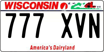 WI license plate 777XVN
