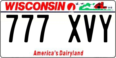 WI license plate 777XVY