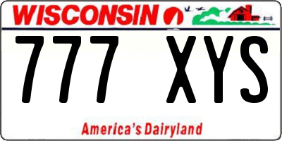 WI license plate 777XYS