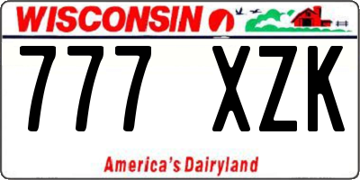 WI license plate 777XZK