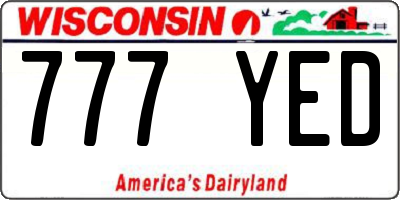 WI license plate 777YED