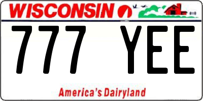 WI license plate 777YEE