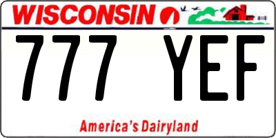 WI license plate 777YEF