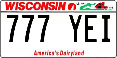 WI license plate 777YEI
