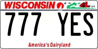 WI license plate 777YES