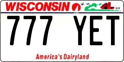 WI license plate 777YET