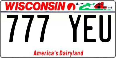 WI license plate 777YEU