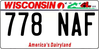 WI license plate 778NAF