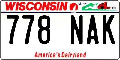 WI license plate 778NAK