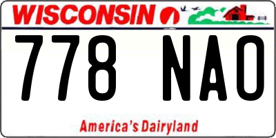 WI license plate 778NAO